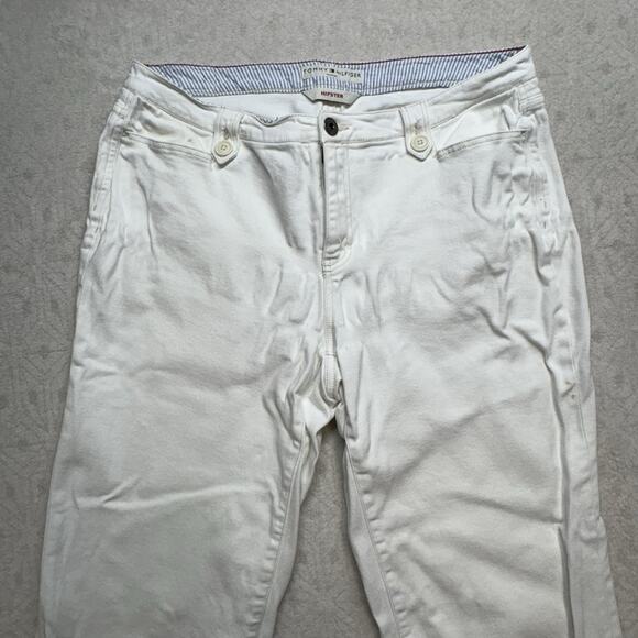 Vtg Y2K Tommy Hilfiger Hipster Capri Jeans White Button Cuff Denim Size 16 - Picture 4 of 10